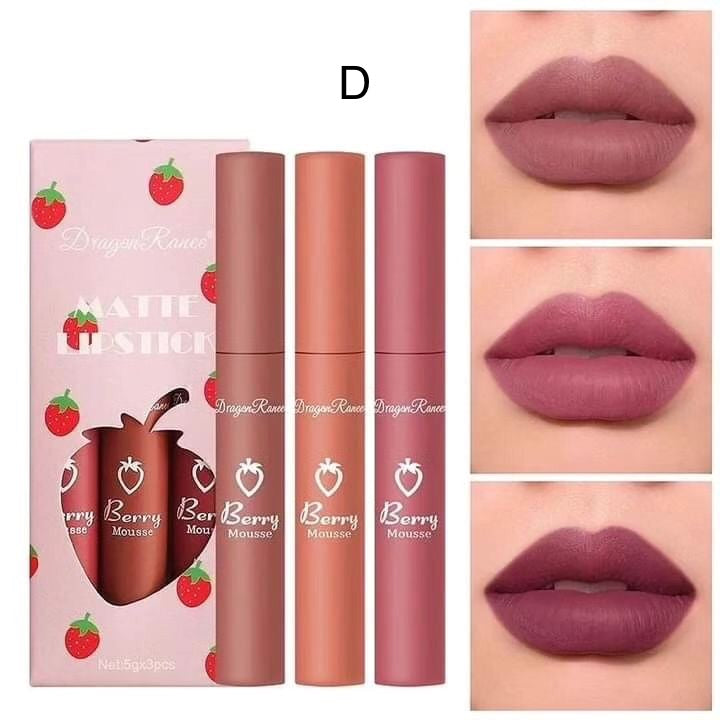 Dragon Ranee - 3pcs Strawberry Sweet Lip Gloss