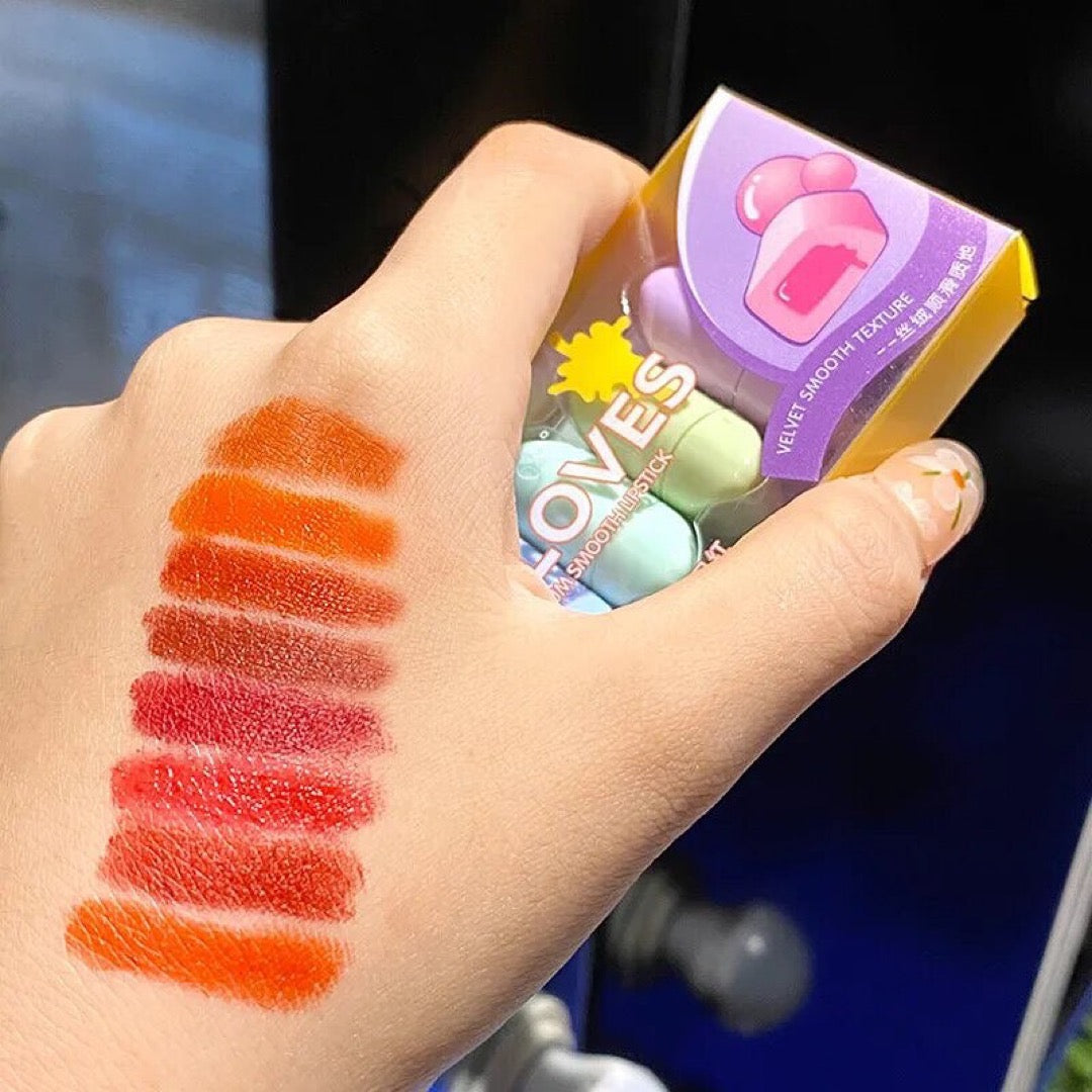 8pcs She Love Mini Bubble Gum Matte Lipsticks Set