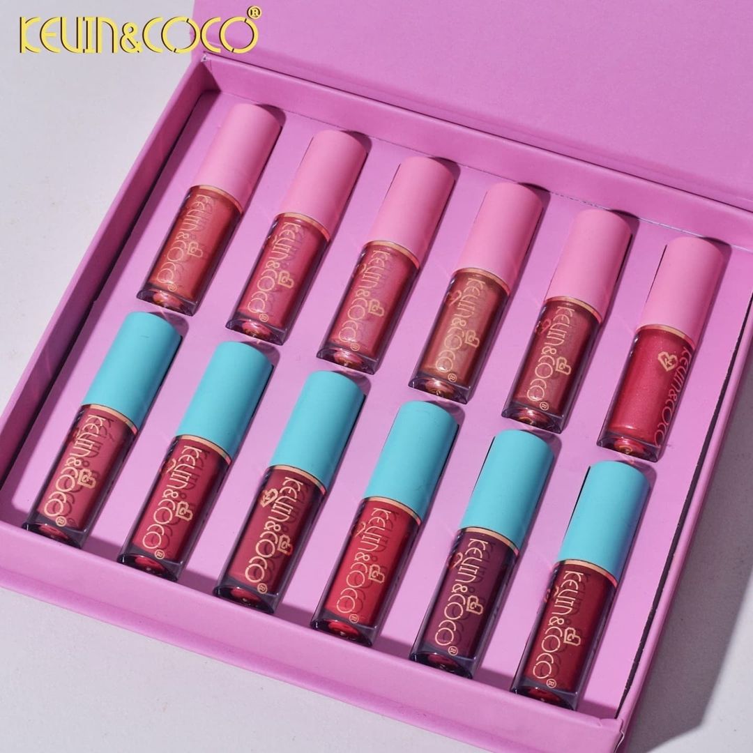 Kevin & Coco - 12 Color Start Now Highly Pigmented Lip Gloss Set Waterproof & Long-lasting