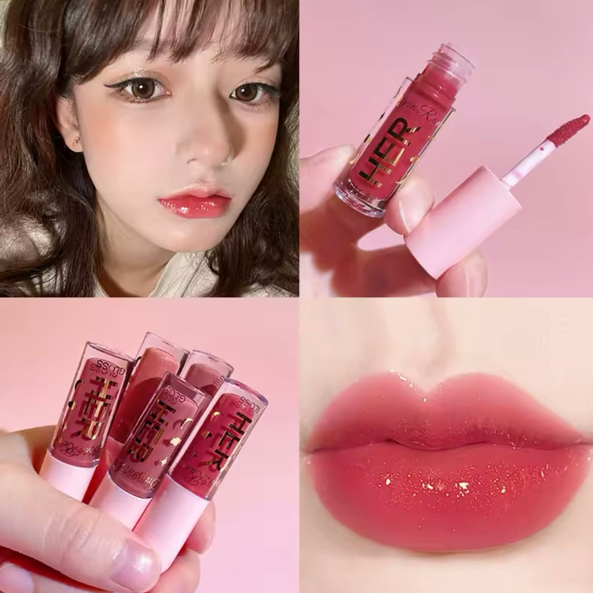 Dragon Ranee - 4pcs Shine Mirror Crystal Jelly Lip Gloss