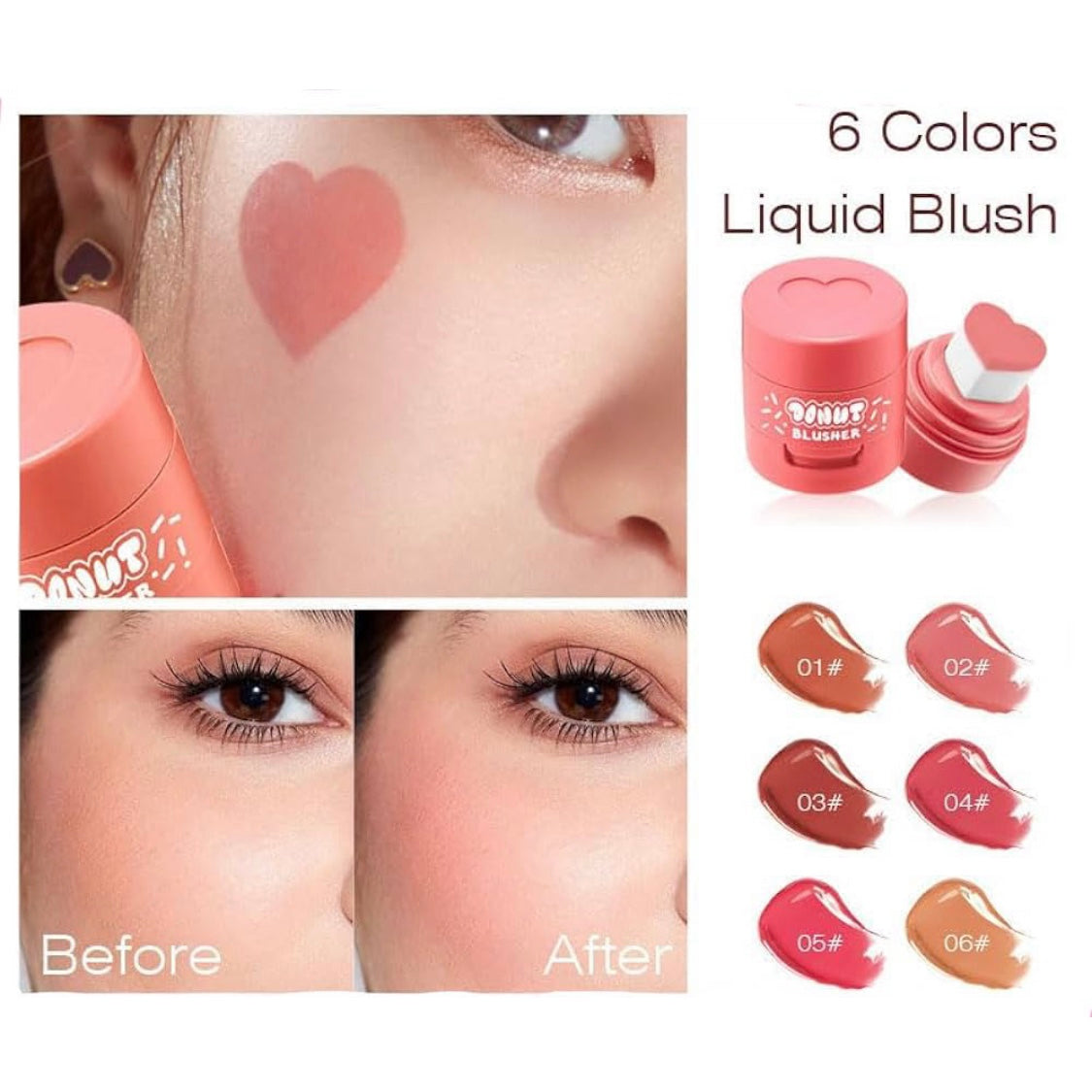 Heart Stamp Liquid Blush Long-lasting Matte Velvet Rouge Creamy Cheek Blush