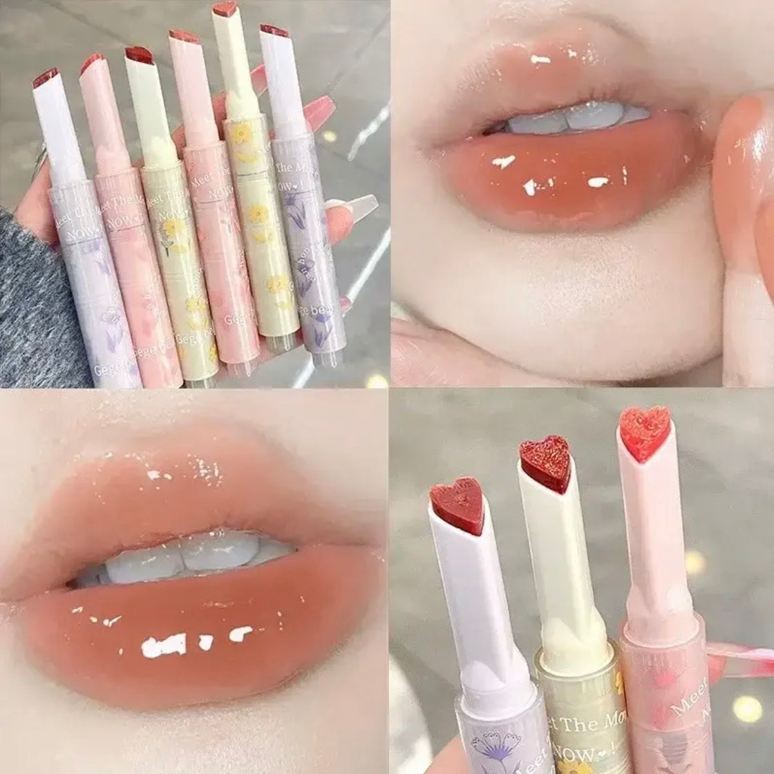 Gege Bear - 6 Color Heart Florette Jelly Lipstick Set