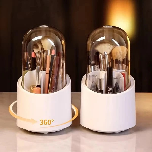 360 Rotating Makeup Brush Storage Box Desktop Cosmetic Organizer