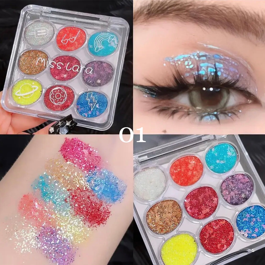 9 Colors Glitter Pearlescent Eyeshadow Long-lasting Diamond Shimmer Palette