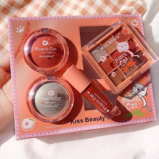 Kiss Beauty - 4 in 1 Peach Cat Makeup Deal Set