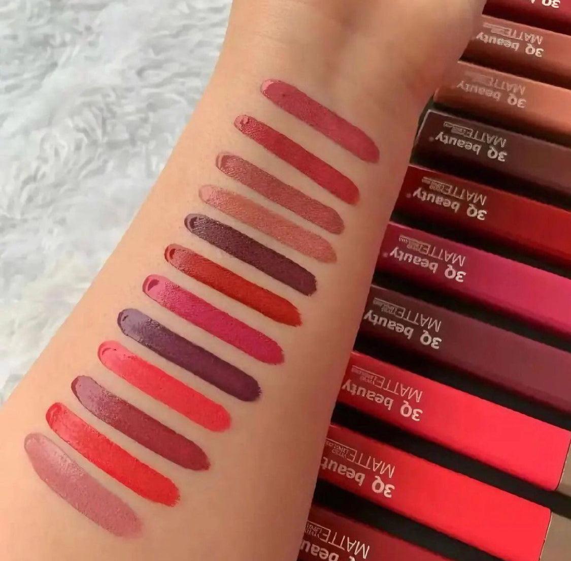 3Q Beauty - 12 Color Matte Velvet Lip Gloss Set