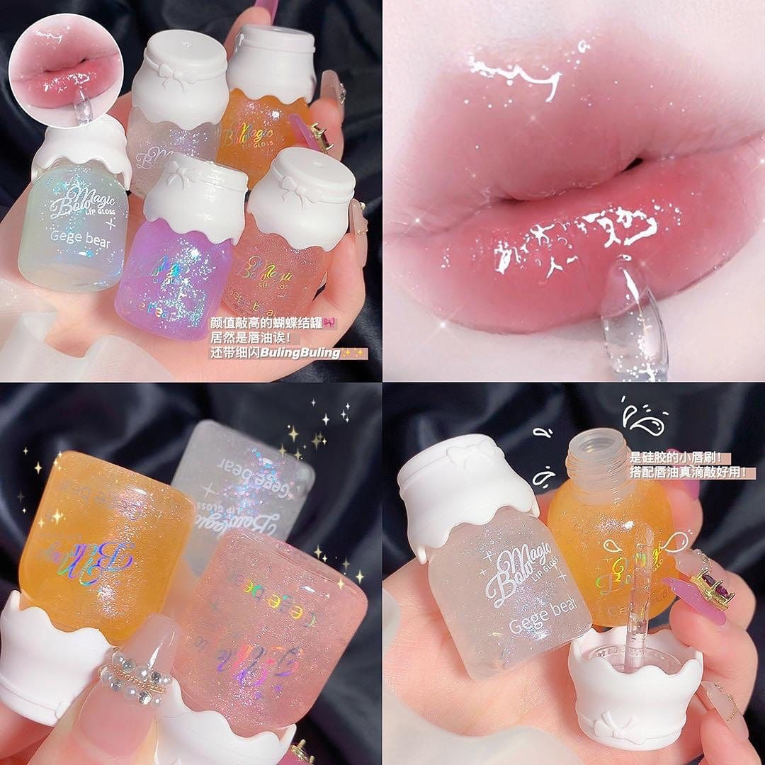 Gege Bear - Bow Knot Milk Canister Water Lip Gloss