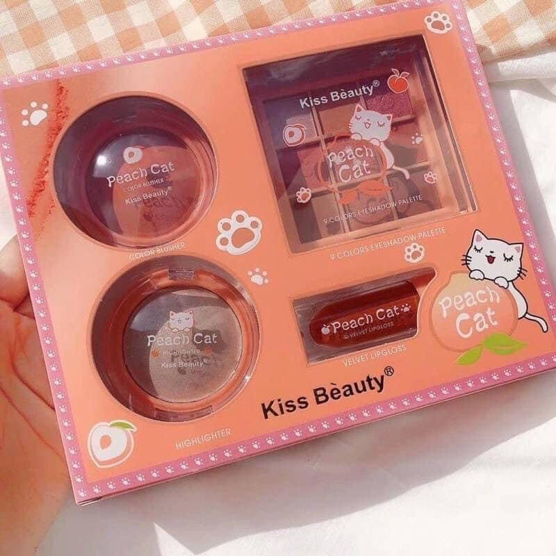 Kiss Beauty - 4 in 1 Peach Cat Makeup Deal Set