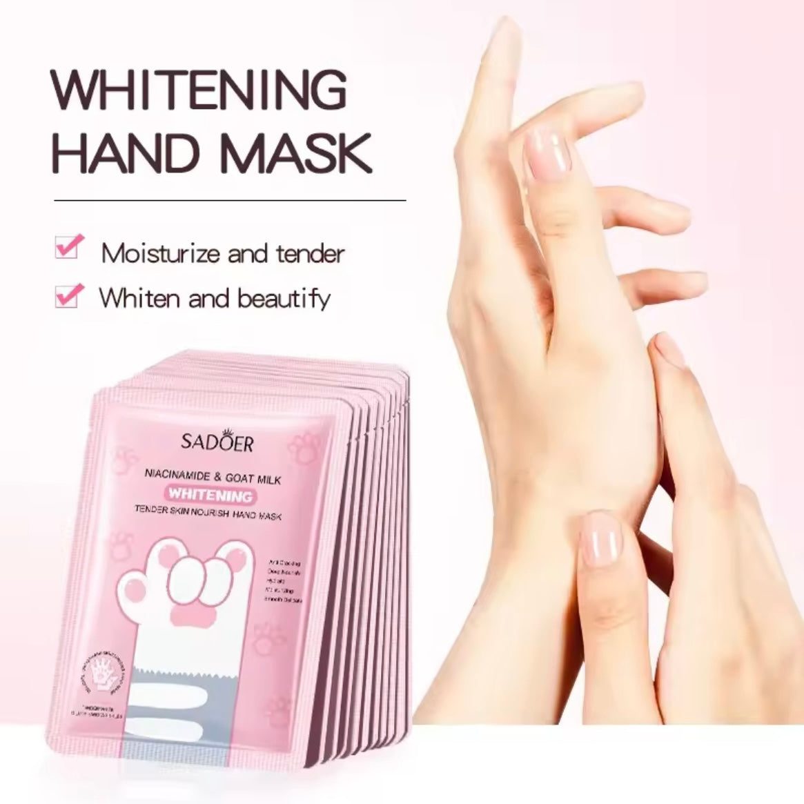 1 Pair Goat Milk Moisturizing & Brightening Hand Sheet Mask