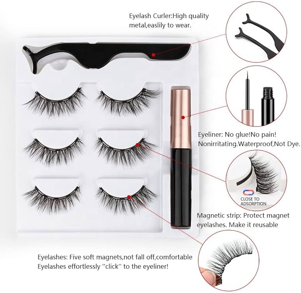 3 Pair Magnetic False Eyelashes Set