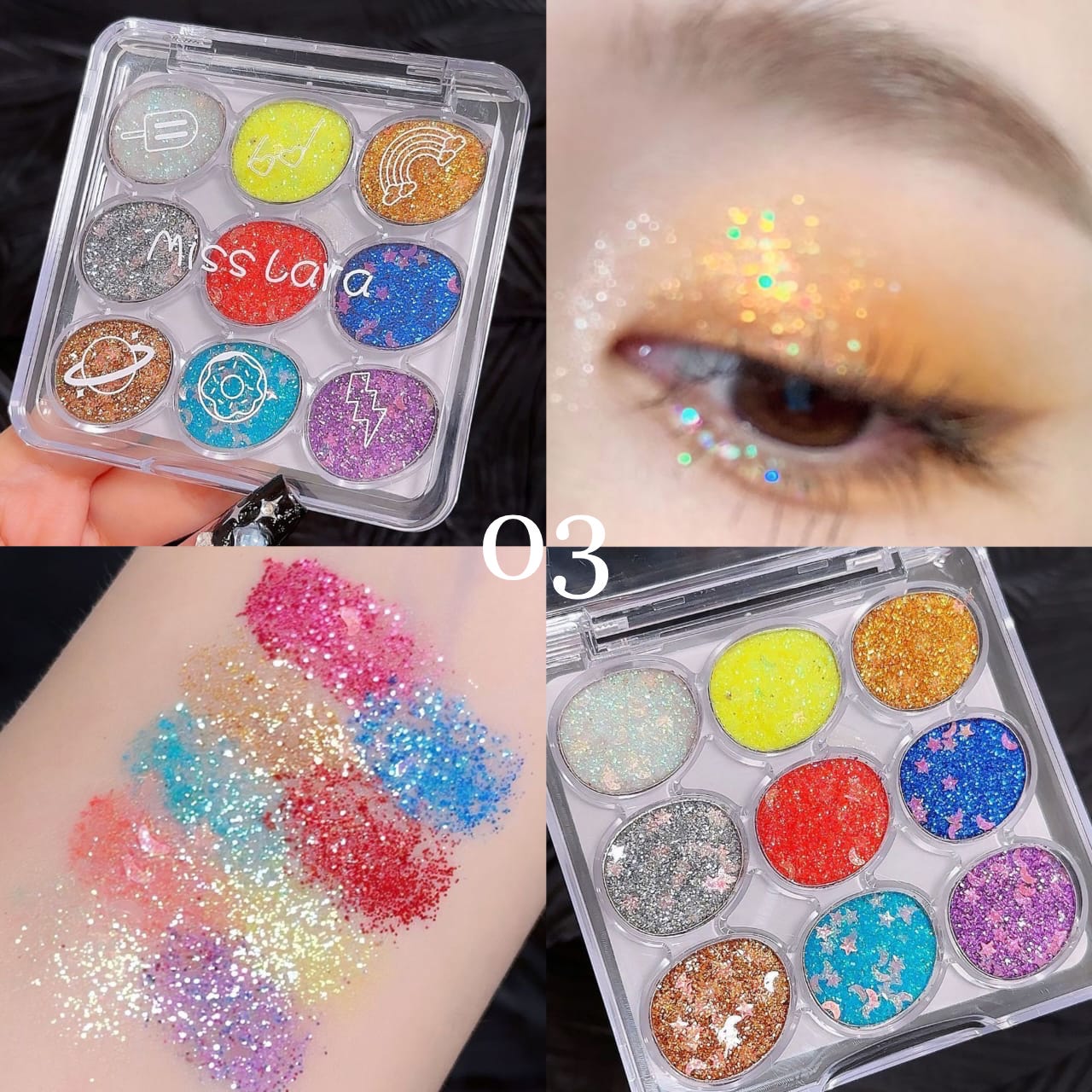 9 Colors Glitter Pearlescent Eyeshadow Long-lasting Diamond Shimmer Palette