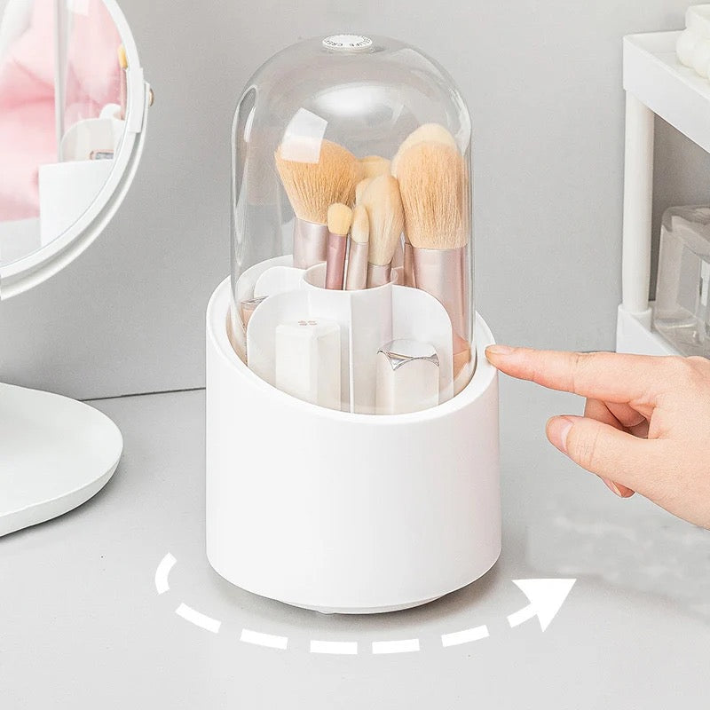 360 Rotating Makeup Brush Storage Box Desktop Cosmetic Organizer