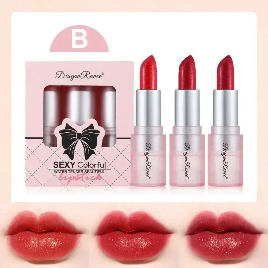 Dragon Ranee - 3pcs Pearl Glitter Lipstick Set