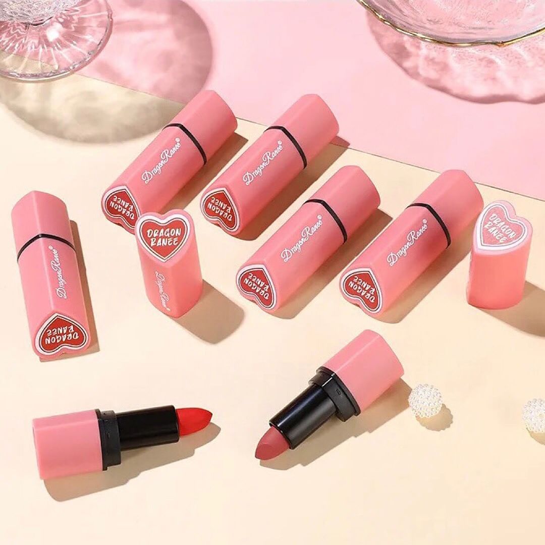 3pcs Velvet Heart Shape Matte Lipstick Non-stick Cup Lasting Waterproof Cute Lipsticks