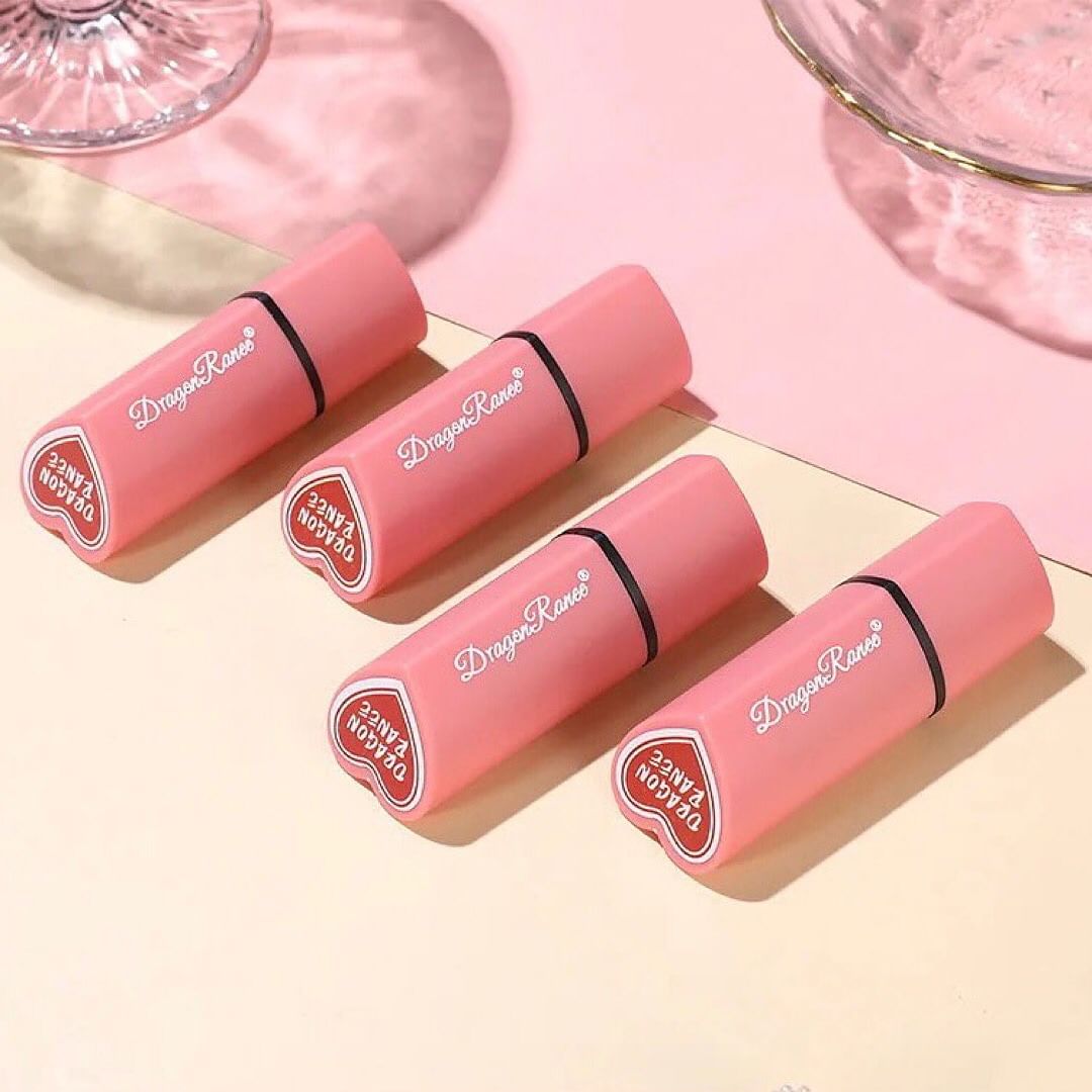 3pcs Velvet Heart Shape Matte Lipstick Non-stick Cup Lasting Waterproof Cute Lipsticks