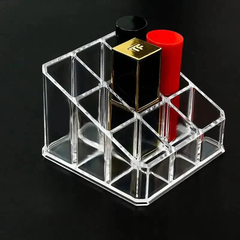 9 Grid Acrylic Lipstick Organizer Case Transparent Lipstick Display Stand Makeup Cosmetic Storage Box