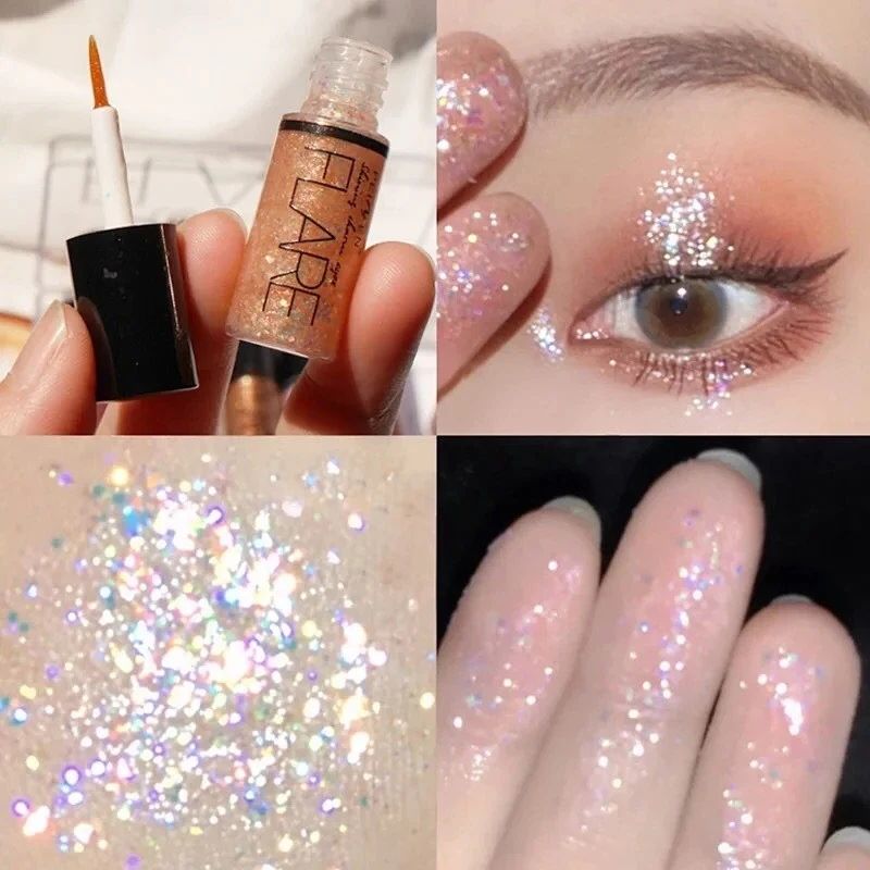 6pcs Flare Liquid Shimmer Eyeshadow Long-lasting Diamond Metallic Eyeshadow Highlighter