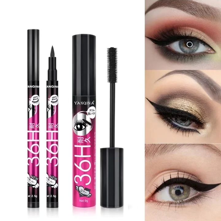 36H Black Mascara and Eyeliner Long-lasting & Waterproof Set