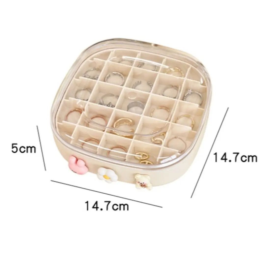 Jewelry Organizer Boxes Cute Double Layer Grid Jewelry Box Plastic Portable Earrings Ring Necklace box