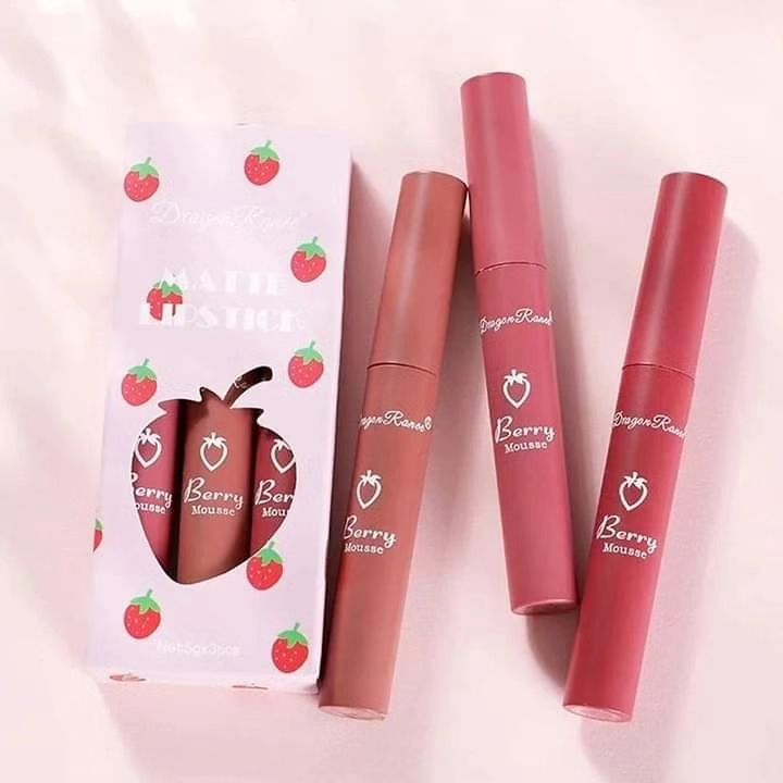 Dragon Ranee - 3pcs Strawberry Sweet Lip Gloss