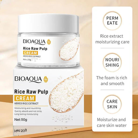 "Bioaqua Rice Raw Pulp Facial Cream – Moisturizing & Nourishing Face Cream 50g"