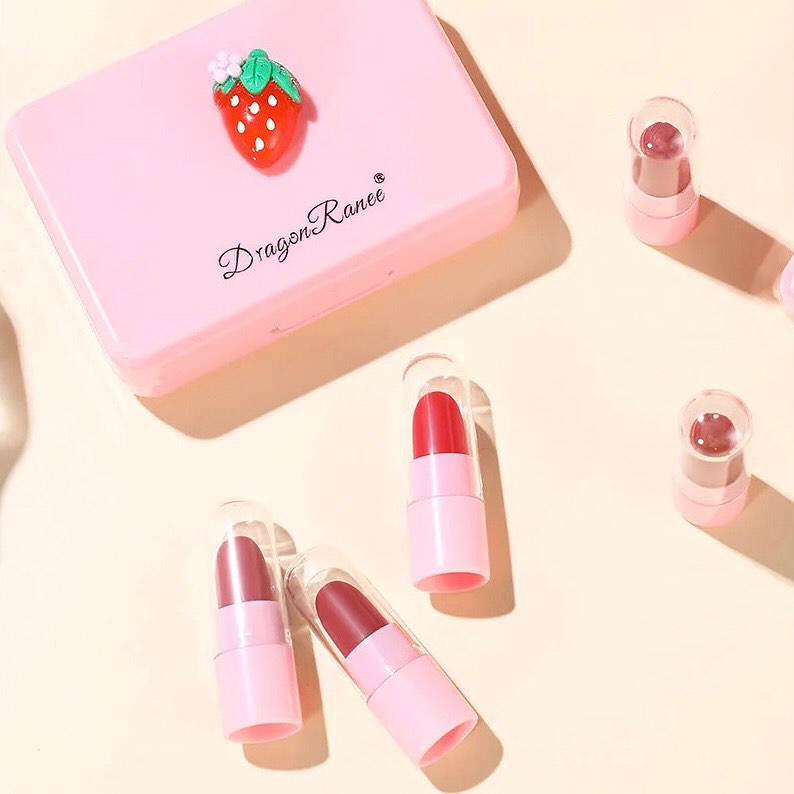 Dragon Ranee - 5pcs Strawberry Matte Velvet Lip Gloss