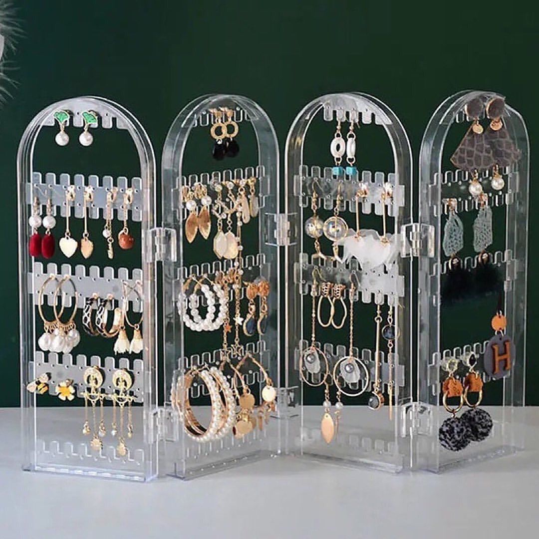 Transparent Foldable Jewelry Storage Organizer Earrings & Necklace Jewelry Display Box