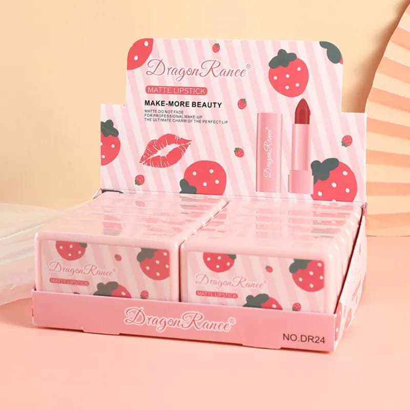 Dragon Ranee - 6 Color Strawberry Long Lasting Exquisite Pink Matte Lipsticks Set