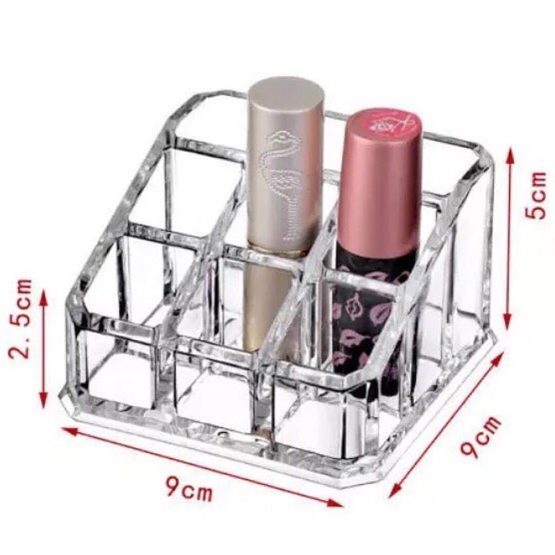 9 Grid Acrylic Lipstick Organizer Case Transparent Lipstick Display Stand Makeup Cosmetic Storage Box