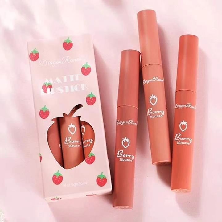 Dragon Ranee - 3pcs Strawberry Sweet Lip Gloss