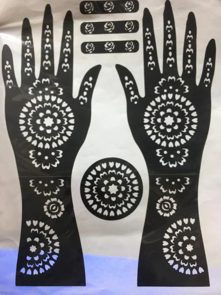 Professional Henna Stencil Temporary Hand Tattoo Body Art Sticker Template Wedding/Eid Tool Flower Tattoo Stencil