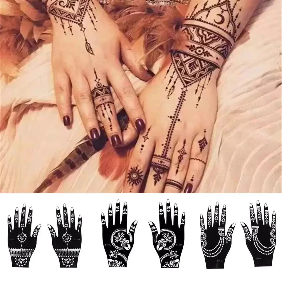 Professional Henna Stencil Temporary Hand Tattoo Body Art Sticker Template Wedding/Eid Tool Flower Tattoo Stencil