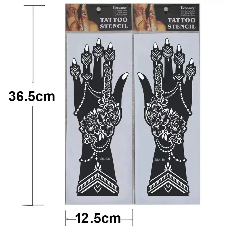 Professional Henna Stencil Temporary Hand Tattoo Body Art Sticker Template Wedding/Eid Tool Flower Tattoo Stencil