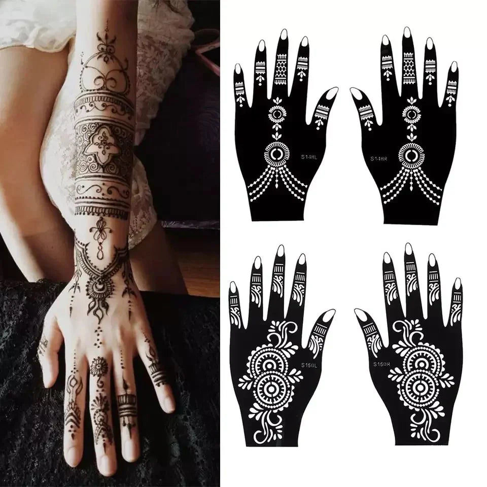 Professional Henna Stencil Temporary Hand Tattoo Body Art Sticker Template Wedding/Eid Tool Flower Tattoo Stencil