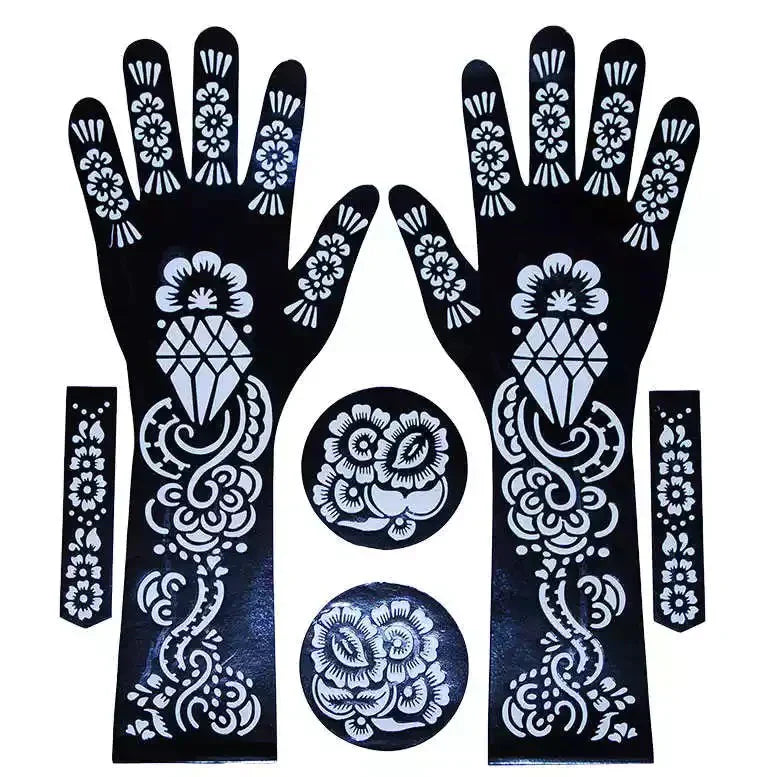 Professional Henna Stencil Temporary Hand Tattoo Body Art Sticker Template Wedding/Eid Tool Flower Tattoo Stencil