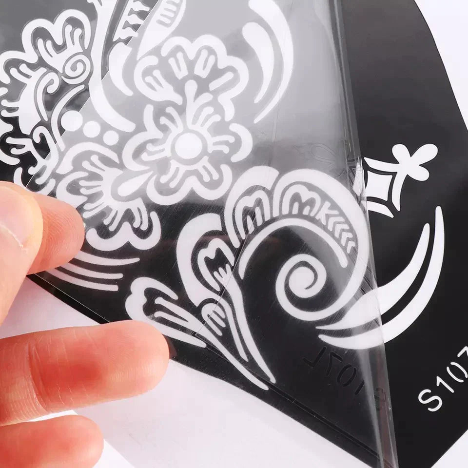 Professional Henna Stencil Temporary Hand Tattoo Body Art Sticker Template Wedding/Eid Tool Flower Tattoo Stencil