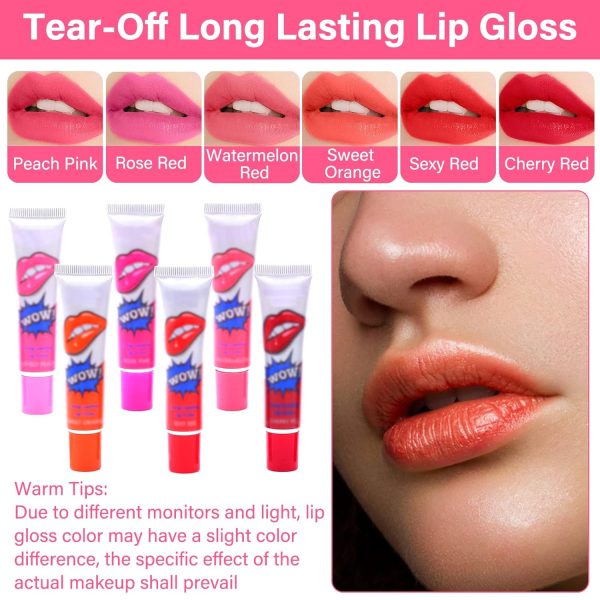 "Peel-Off Waterproof Lip Gloss – High Pigmented, Long-Lasting (Pack of 6)"