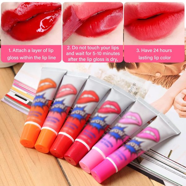 "Peel-Off Waterproof Lip Gloss – High Pigmented, Long-Lasting (Pack of 6)"