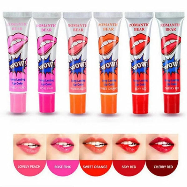 "Peel-Off Waterproof Lip Gloss – High Pigmented, Long-Lasting (Pack of 6)"